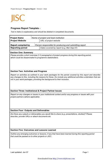 professional progress report templates  templatearchive