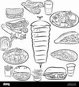 Kebab Doner Shawarma Illustrazioni sketch template