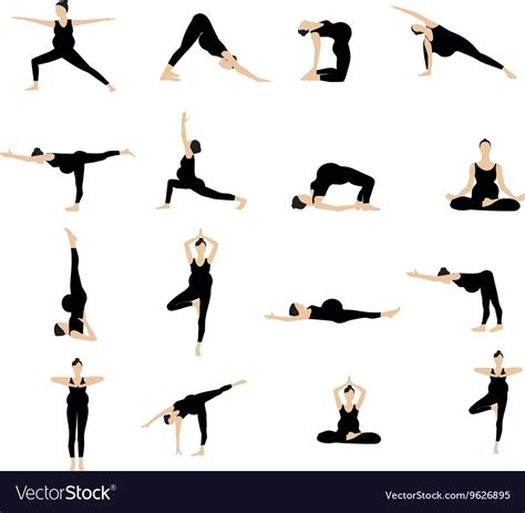 yoga postures silhouette set royalty  vector image