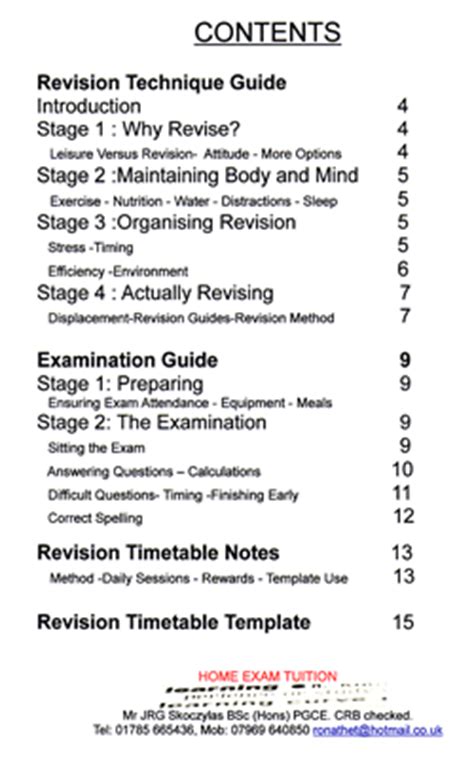 home exam tuition website  revision guide page