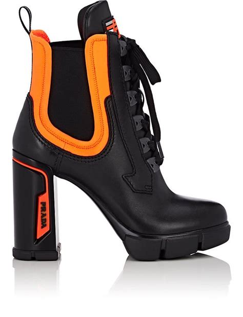 Prada Leather And Neoprene Platform Ankle Boots Barneys