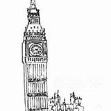 Coloring London Pages Clock Tower Beautiful Netart sketch template