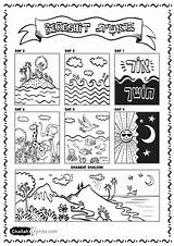 Pages Bible Bereshit Hebrew Judaism Bereishit Parshat Sheets Sunday Torah Worksheets Schöpfung Coloriage Lds Challah Messianic Crumbs sketch template