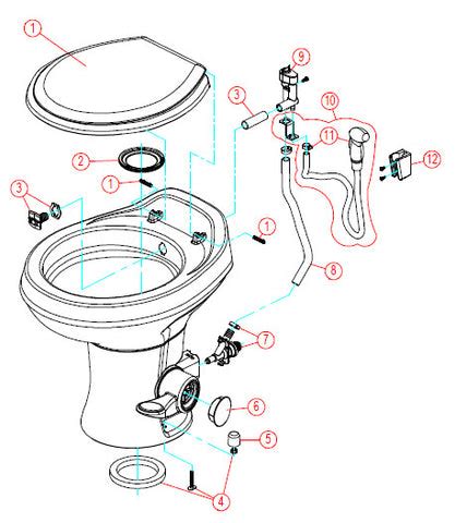 dometic  series gravity rv toilet parts
