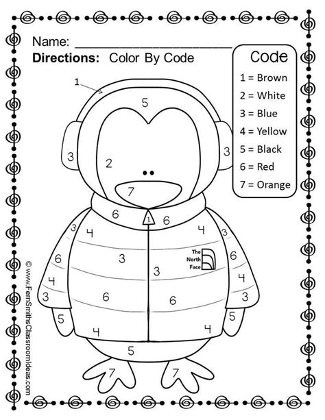 winter fun numbers color  answers printable winter