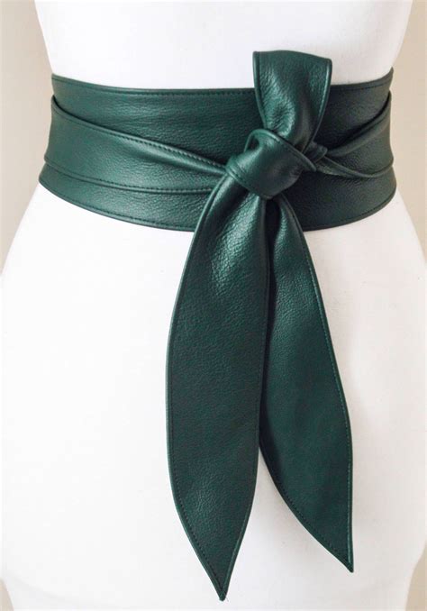 green obi belt leather sash belt acessorios