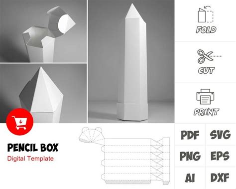 pencil box template etsy box template gift box template origami