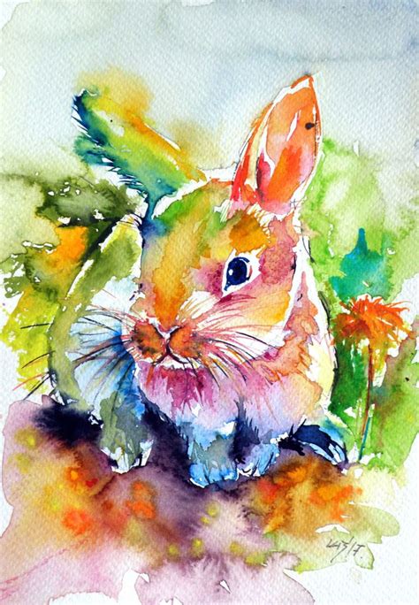 cute rabbit painting  anna brigitta kovacs kab artmajeur