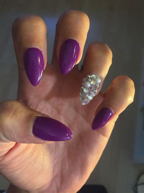 nails art nails ongles violet strass paillettes perles argent nails