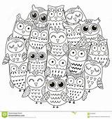 Owls Gufi Circondi Svegli Shape sketch template