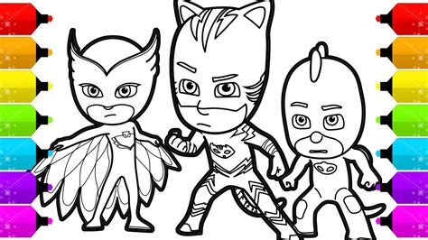 pj masks coloring pages   draw catboy gekko  owlette youtube