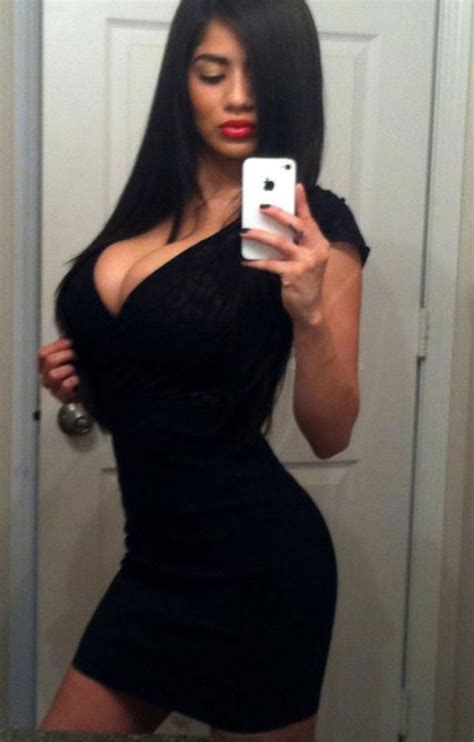 sexy asian chick selfshot in little black dress