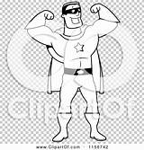 Flexing Arms Hero Both Super Outlined Coloring Clipart Vector Cartoon Thoman Cory sketch template