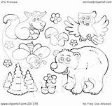 Animals Forest Coloring Pages Plants Outlines Clipart Animal Collage Digital Illustration Royalty Visekart Rf Brilliant Underground Collection Background Birijus Transparent sketch template