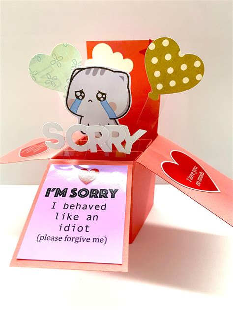 apologize handmade interactive pop  card hobbies toys