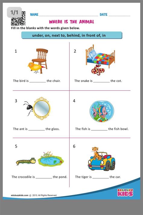 preposition worksheets  kindergarten preposition worksheets