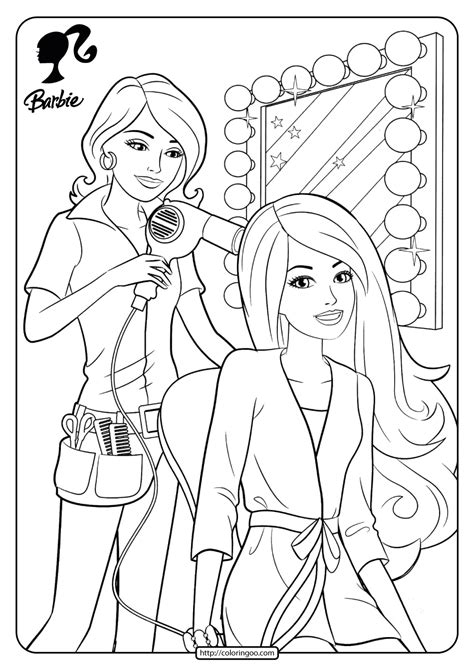 barbie   hairdressing salon coloring pages  barbie coloring