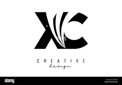 logotipo creativo xc   en letra negra  lineas lideres  diseno de concepto de carretera
