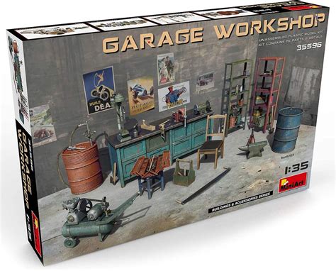 plastic model kit garage workshop  scale diorama accessories