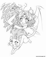 Coloring Pages Anime Devil Girl Valentine sketch template