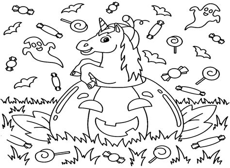 halloween unicorn coloring pages  printable coloring pages
