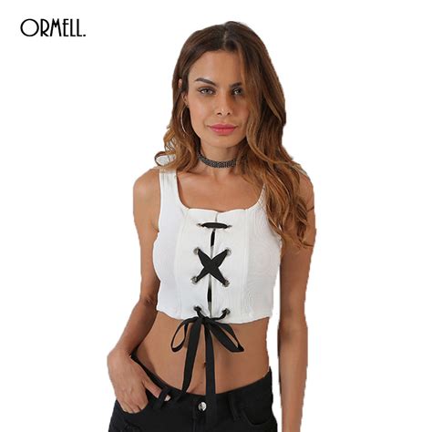 Ormell Summer 2017 New Solid White Cotton Crop Top Ladies Vest Fashion