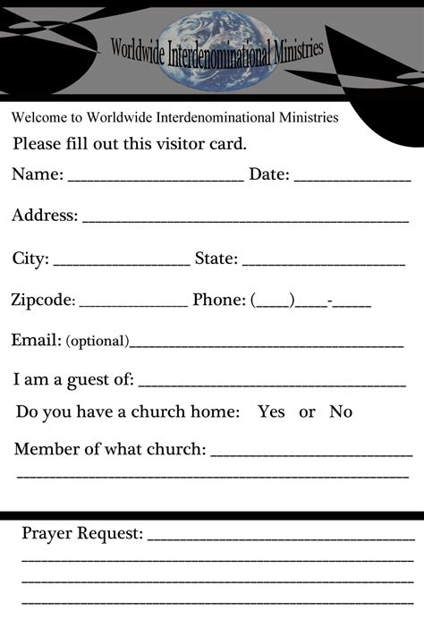 printable church visitor card template