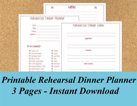 instant  rehearsal dinner planner  wedding planning  pages etsy
