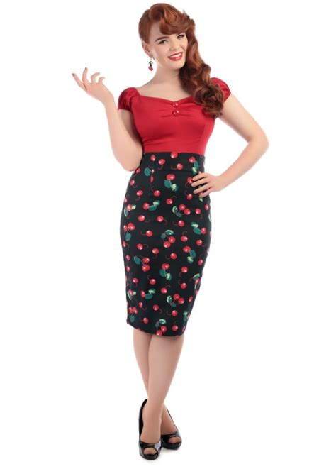 collectif fiona 50s cherry print skirt attitude clothing