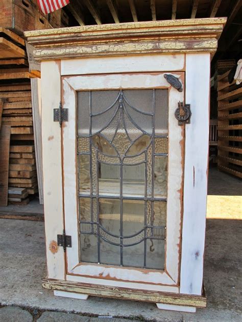 Vintage Cabinet With Leaded Glass Door Leaded Glass Door Leaded
