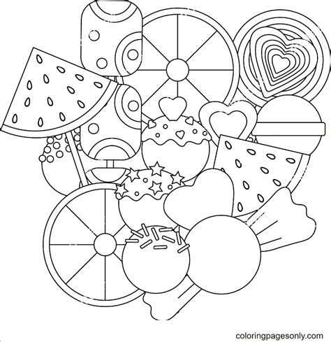 cute candies sweet coloring page  printable coloring pages