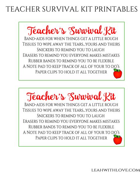 printable teacher survival kit leah  love