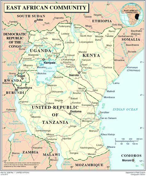 map  east african countries source united nations