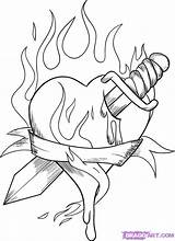 Coloring Pages Flames Hearts Getcolorings sketch template