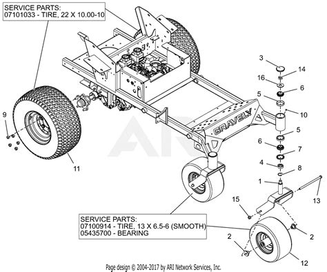 gravely   pro turn  parts diagram  tire assembly