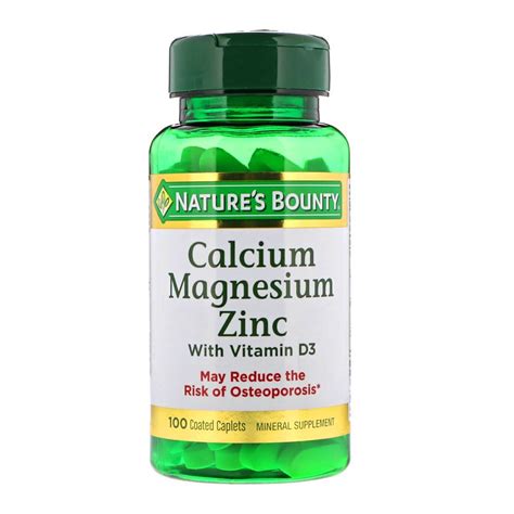 buy natures bounty calcium magnesium zinc  vitamin   coated tablets mineral
