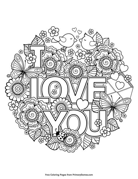 valentines day coloring pages   love  mandalas printable