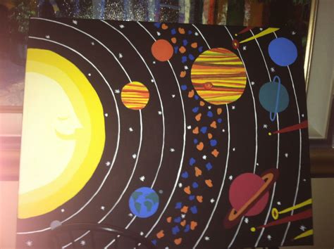 solar system painting planets sun asteroids solar system painting