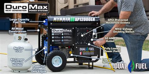 duromax xpeh  watt cc portable dual fuel gas propane gene duromax power equipment