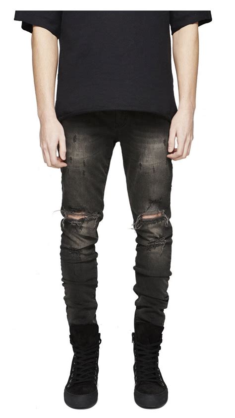 mens black stacked distressed ripped jeans rippedjeans official site