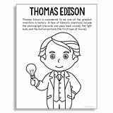 Edison Thomas Coloring Craft Poster Stem Technology History Kindergarten Grade Subject sketch template