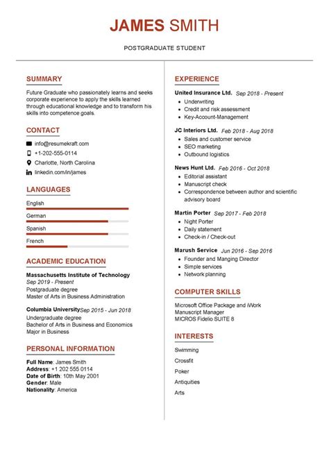graduate student resume sample   student resume good resume
