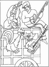 Coloring Musicians Bremen Town Popular sketch template