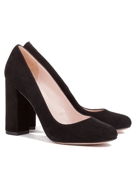 block high heel pumps  black suede  shoe store pura lopez pura lopez