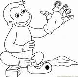 Coloring Puppets Puppet Curious George Pages Game Fingers Playing Color Cartoon Coloringpages101 Georges Hand sketch template