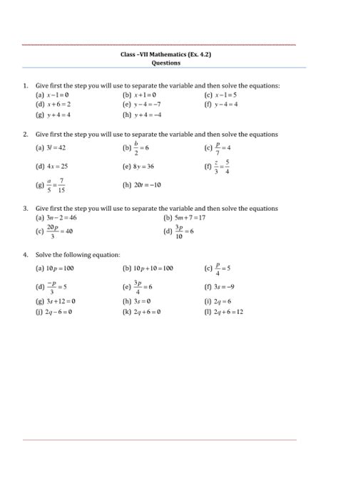 grade algebraic equations grade  worksheets preschool  worksheets