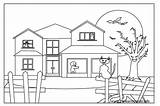 House Haunted Coloring Outline Halloween Pages Flashcards Colouring Printable Kids Choose Board Flashcard Click sketch template