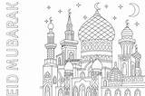 Mubarak Fitr Mosque Ramadan Crescent Themumeducates sketch template
