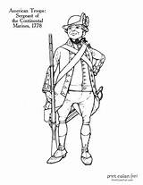 Coloring Pages Revolution Soldiers American War Uniforms Continental Revolutionary British Guides Historic Solder Troops Color sketch template