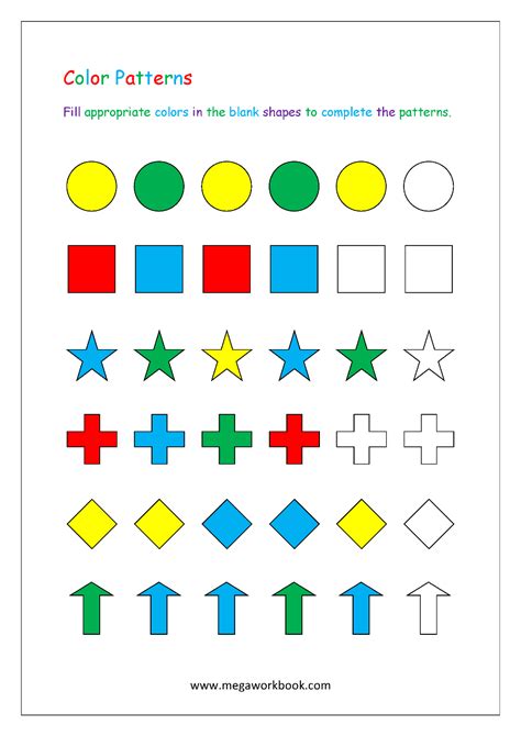 pattern worksheets  kindergarten color patterns growing patterns